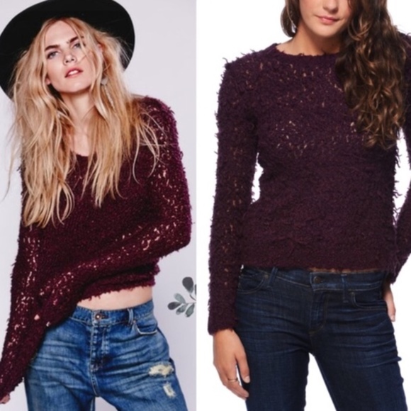 Free People Sweaters - FREE PEOPLE | September Song Eggplant Knit Sweater